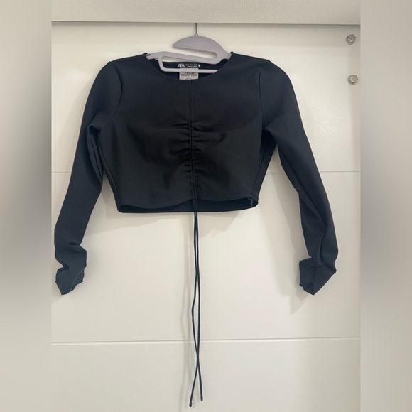 ZARA Black Tech Crop Top. Size S. Worn once. - Picture 2 of 4